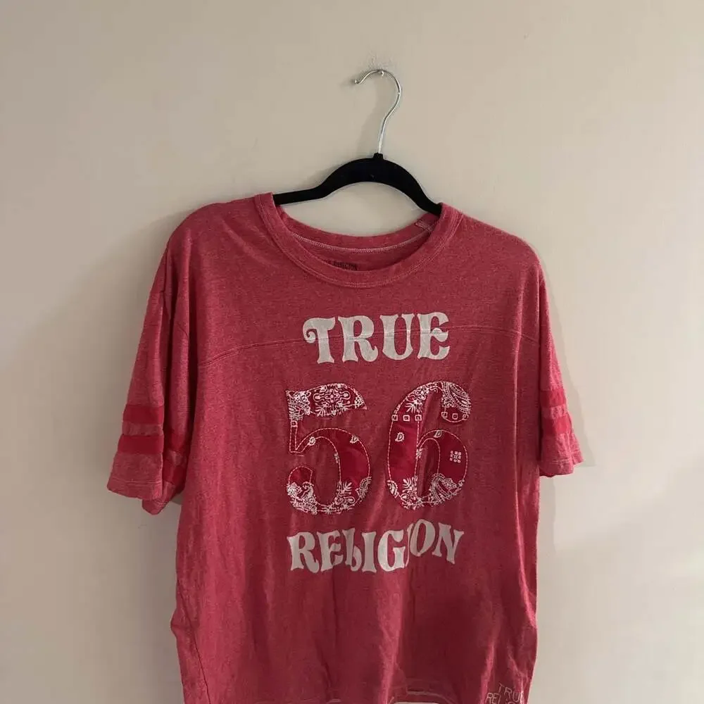 True Religion Red Vintage Style Bandana 56 Graphic T-Shirt Oversized